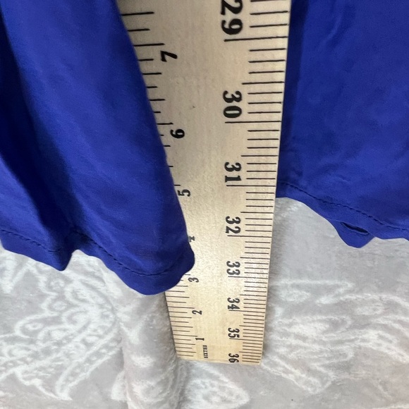 ROYAL BLUE ART SMOCK STYLE TOP WITH POCKETS TEACHER OVERSIZED FLOWY TWO BUTTON - Picture 4 of 9